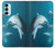 W3878 Dolphin Funda Carcasa Case y Caso Del Tirón Funda para Samsung Galaxy M14