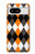 W3421 Black Orange White Argyle Plaid Funda Carcasa Case y Caso Del Tirón Funda para Google Pixel 8