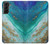 W3920 Abstract Ocean Blue Color Mixed Emerald Funda Carcasa Case y Caso Del Tirón Funda para Samsung Galaxy S21 Plus 5G, Galaxy S21+ 5G