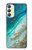 W3920 Abstract Ocean Blue Color Mixed Emerald Funda Carcasa Case y Caso Del Tirón Funda para Samsung Galaxy A24 4G