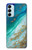 W3920 Abstract Ocean Blue Color Mixed Emerald Funda Carcasa Case y Caso Del Tirón Funda para Samsung Galaxy M14