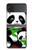 W3929 Cute Panda Eating Bamboo Funda Carcasa Case y Caso Del Tirón Funda para Samsung Galaxy Z Flip 4