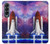 W3913 Colorful Nebula Space Shuttle Funda Carcasa Case y Caso Del Tirón Funda para Samsung Galaxy Z Fold 4