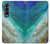 W3920 Abstract Ocean Blue Color Mixed Emerald Funda Carcasa Case y Caso Del Tirón Funda para Samsung Galaxy Z Fold 4