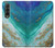 W3920 Abstract Ocean Blue Color Mixed Emerald Funda Carcasa Case y Caso Del Tirón Funda para Samsung Galaxy Z Fold 3 5G