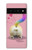W3923 Cat Bottom Rainbow Tail Funda Carcasa Case y Caso Del Tirón Funda para Google Pixel 6 Pro