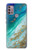 W3920 Abstract Ocean Blue Color Mixed Emerald Funda Carcasa Case y Caso Del Tirón Funda para Motorola Moto G30, G20, G10