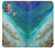 W3920 Abstract Ocean Blue Color Mixed Emerald Funda Carcasa Case y Caso Del Tirón Funda para Motorola Moto G30, G20, G10