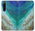 W3920 Abstract Ocean Blue Color Mixed Emerald Funda Carcasa Case y Caso Del Tirón Funda para Sony Xperia 1 IV