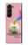 W3923 Cat Bottom Rainbow Tail Funda Carcasa Case y Caso Del Tirón Funda para Samsung Galaxy Z Fold 5