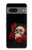 W3753 Dark Gothic Goth Skull Roses Funda Carcasa Case y Caso Del Tirón Funda para Google Pixel 7a