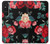 W3112 Rose Floral Pattern Black Funda Carcasa Case y Caso Del Tirón Funda para Sony Xperia 1 V