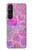 W3710 Pink Love Heart Funda Carcasa Case y Caso Del Tirón Funda para Sony Xperia 1 V