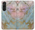 W3717 Rose Gold Blue Pastel Marble Graphic Printed Funda Carcasa Case y Caso Del Tirón Funda para Sony Xperia 1 V