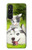 W3795 Kitten Cat Playful Siberian Husky Dog Paint Funda Carcasa Case y Caso Del Tirón Funda para Sony Xperia 1 V