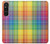 W3942 LGBTQ Rainbow Plaid Tartan Funda Carcasa Case y Caso Del Tirón Funda para Sony Xperia 1 V