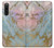 W3717 Rose Gold Blue Pastel Marble Graphic Printed Funda Carcasa Case y Caso Del Tirón Funda para Sony Xperia 10 V