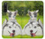 W3795 Kitten Cat Playful Siberian Husky Dog Paint Funda Carcasa Case y Caso Del Tirón Funda para Sony Xperia 10 V