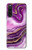 W3896 Purple Marble Gold Streaks Funda Carcasa Case y Caso Del Tirón Funda para Sony Xperia 10 V