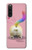 W3923 Cat Bottom Rainbow Tail Funda Carcasa Case y Caso Del Tirón Funda para Sony Xperia 10 V