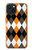 W3421 Black Orange White Argyle Plaid Funda Carcasa Case y Caso Del Tirón Funda para iPhone 15