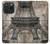 W3416 Eiffel Tower Blueprint Funda Carcasa Case y Caso Del Tirón Funda para iPhone 15 Pro