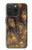 W3691 Gold Peacock Feather Funda Carcasa Case y Caso Del Tirón Funda para iPhone 15 Pro