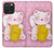 W3025 Pink Maneki Neko Lucky Cat Funda Carcasa Case y Caso Del Tirón Funda para iPhone 15 Pro Max