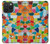 W3391 Abstract Art Mosaic Tiles Graphic Funda Carcasa Case y Caso Del Tirón Funda para iPhone 15 Pro Max