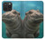 W3871 Cute Baby Hippo Hippopotamus Funda Carcasa Case y Caso Del Tirón Funda para iPhone 15 Pro Max