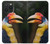W3876 Colorful Hornbill Funda Carcasa Case y Caso Del Tirón Funda para iPhone 15 Pro Max