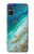 W3920 Abstract Ocean Blue Color Mixed Emerald Funda Carcasa Case y Caso Del Tirón Funda para Sony Xperia 5 V