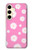 W3500 Pink Floral Pattern Funda Carcasa Case y Caso Del Tirón Funda para Samsung Galaxy S24