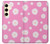 W3500 Pink Floral Pattern Funda Carcasa Case y Caso Del Tirón Funda para Samsung Galaxy S24