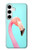 W3708 Pink Flamingo Funda Carcasa Case y Caso Del Tirón Funda para Samsung Galaxy S24 Plus