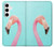 W3708 Pink Flamingo Funda Carcasa Case y Caso Del Tirón Funda para Samsung Galaxy S24 Plus