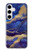 W3906 Navy Blue Purple Marble Funda Carcasa Case y Caso Del Tirón Funda para Samsung Galaxy S24 Plus