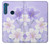 W2361 Purple White Flowers Funda Carcasa Case y Caso Del Tirón Funda para Motorola One Fusion+