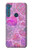 W3710 Pink Love Heart Funda Carcasa Case y Caso Del Tirón Funda para Motorola One Fusion+