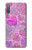 W3710 Pink Love Heart Funda Carcasa Case y Caso Del Tirón Funda para Samsung Galaxy A7 (2018)