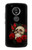 W3753 Dark Gothic Goth Skull Roses Funda Carcasa Case y Caso Del Tirón Funda para Motorola Moto G6 Play, Moto G6 Forge, Moto E5