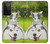 W3795 Grumpy Kitten Cat Playful Siberian Husky Dog Paint Funda Carcasa Case y Caso Del Tirón Funda para Samsung Galaxy S21 Ultra 5G