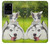 W3795 Grumpy Kitten Cat Playful Siberian Husky Dog Paint Funda Carcasa Case y Caso Del Tirón Funda para Samsung Galaxy S20 Ultra