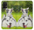 W3795 Grumpy Kitten Cat Playful Siberian Husky Dog Paint Funda Carcasa Case y Caso Del Tirón Funda para Samsung Galaxy A32 5G