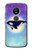 W3807 Killer Whale Orca Moon Pastel Fantasy Funda Carcasa Case y Caso Del Tirón Funda para Motorola Moto G6 Play, Moto G6 Forge, Moto E5
