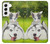 W3795 Grumpy Kitten Cat Playful Siberian Husky Dog Paint Funda Carcasa Case y Caso Del Tirón Funda para Samsung Galaxy S22