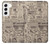 W3819 Retro Vintage Paper Funda Carcasa Case y Caso Del Tirón Funda para Samsung Galaxy S22