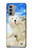 W3794 Arctic Polar Bear in Love with Seal Paint Funda Carcasa Case y Caso Del Tirón Funda para Motorola Moto G51 5G