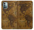 W2861 Antique World Map Funda Carcasa Case y Caso Del Tirón Funda para Nokia G11, G21