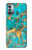 W2906 Aqua Turquoise Stone Funda Carcasa Case y Caso Del Tirón Funda para Nokia G11, G21